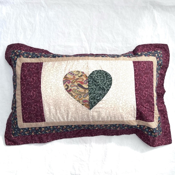 Set of Two Vintage Pillow Shams Quilted King Size Cottage Heart Patchwork - Picture 2 of 10